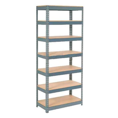 GLOBAL INDUSTRIAL Extra Heavy Duty Shelving 36W x 12D x 96H With 7 Shelves, Wood Deck, Gry B2297385